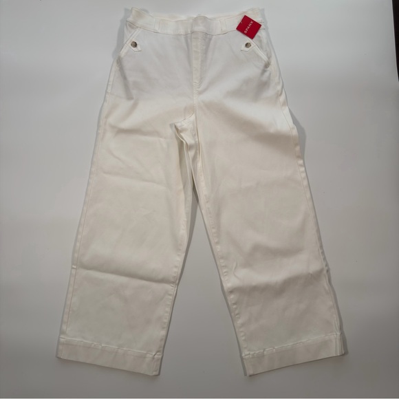 SPANX Pants - SPANX Women's White‎ Stretch Twill Cropped Wide-Leg Pants NWT Size XL